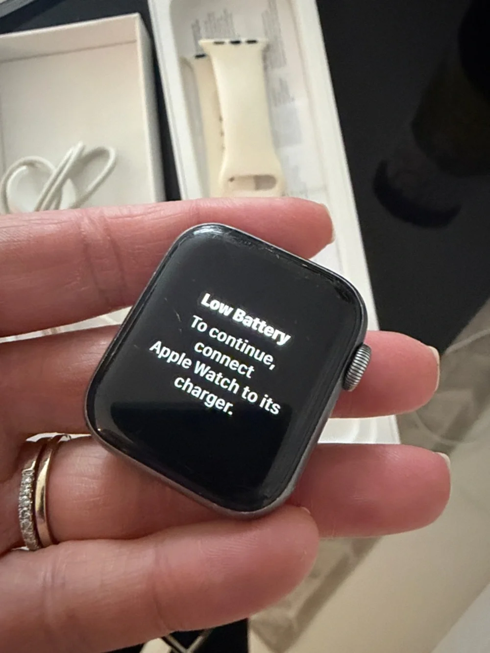Apple Watch with Ivory Silicone Sport Band